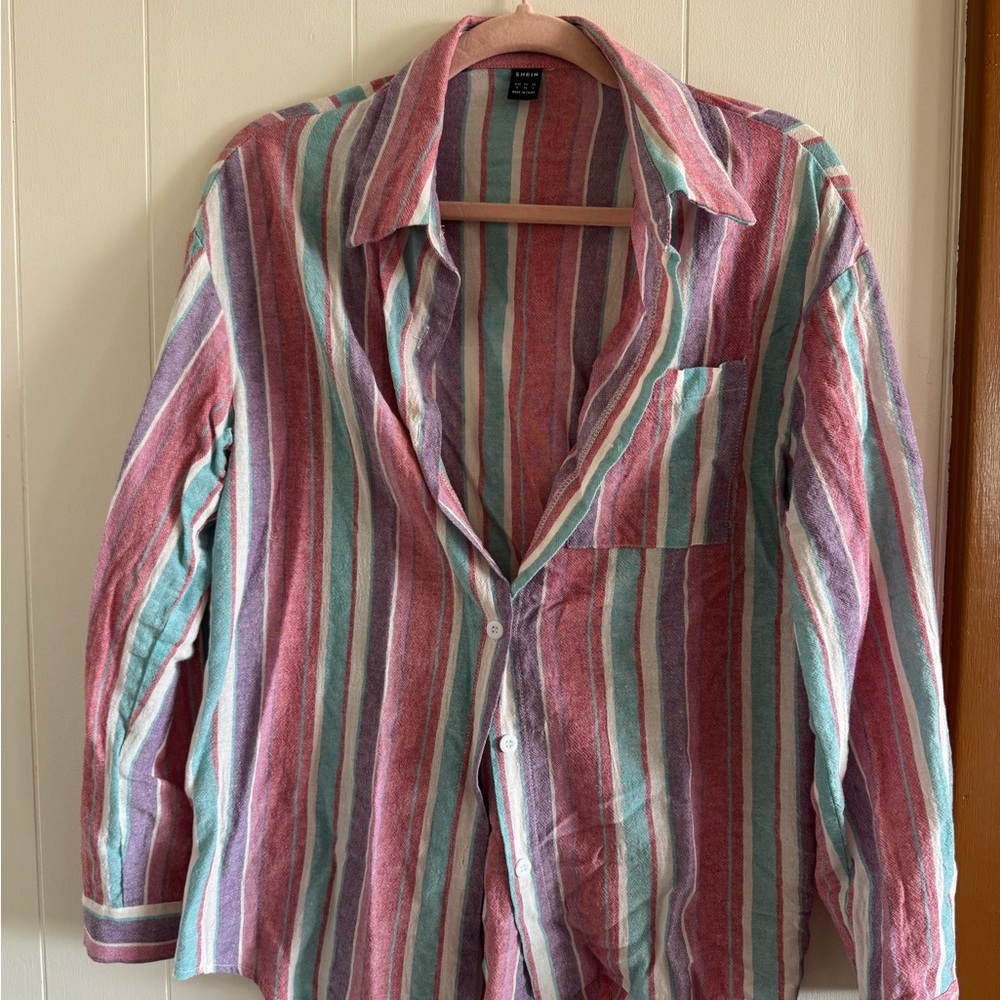 Colorful Striped Button-Up Shirt